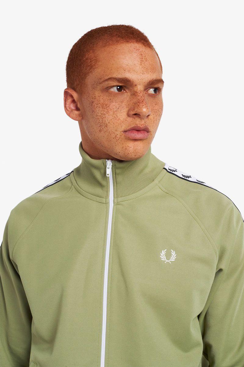 Olive Green Fred Perry Taped Track Men's Jackets | PH 1262WNBY